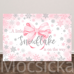 Mocsicka "A Little Snowflake Is On The Way" Winter for Baby Shower Backdrop
