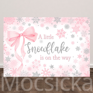 Mocsicka "A Little Snowflake Is On The Way" for Baby Shower Backdrop