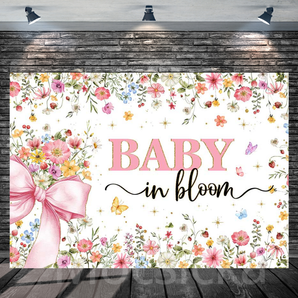 Mocsicka "Baby in Bloom" Floral - Themed Baby Shower Backdrop