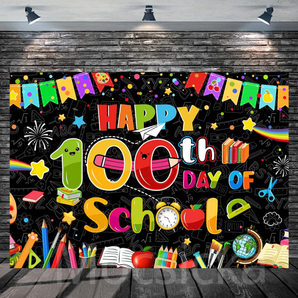 Mocsicka "Happy 100th Day of School" School - Themed Backdrop