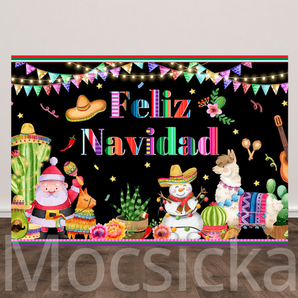 Mocsicka "Feliz Navidad - Mexican Style Fiesta" for Christmas Party Backdrop