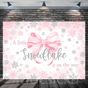 Mocsicka "A Little Snowflake Is On The Way" Winter for Baby Shower Backdrop
