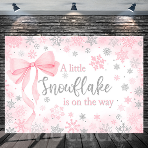 Mocsicka "A Little Snowflake Is On The Way" for Baby Shower Backdrop