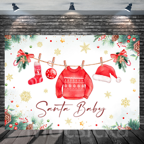 Mocsicka "Santa Baby" Christmas Baby Shower Backdrop