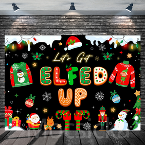 Mocsicka "Let's Get Elfed Up" for Christmas Backdrop