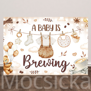 Mocsicka "Coffee Tone Baby Elements" for Baby Shower Backdrop