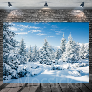 Mocsicka "Winter Wonder - Snowy Pine Forest" for Winter Party Backdrop