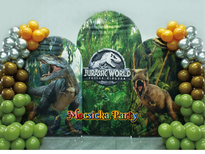 Mocsicka Boy's Birthday Dianosour Double-printed Chiara Cover Backdrop