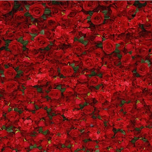 Mocsicka Full Red Rose Fabric Artificial Flower Wall for Wedding Party Decor