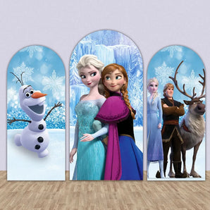 Mocsicka Frozen Double-printed Arch Cover Backdrop for Birthday Party