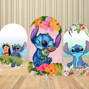 Mocsicka Lilo & Stitch Double-printed Arch Cover Backdrop for Birthday Party