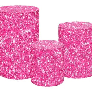 Mocsicka Glitter Barbie Pink Cotton Fabric 3pcs Cylinder Cover