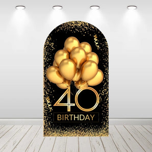Mocsicka Glitter Golden Happy 40th Birhtday Paty Double-printed Arch Cover Backdrop