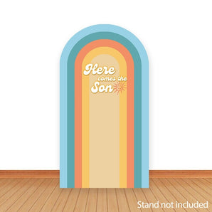 Mocsicka Groovy Here Comes the Sun Double-printed Arch Cover Backdrop