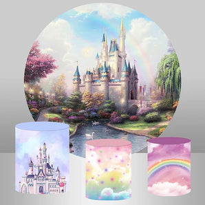 Mocsicka Castle Theme Round cover and Cylinder Covers Kit for Birthday Party Decoration