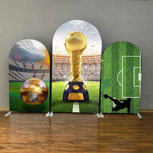 Mocsicka Football Field Gold Trophy Double-printed Chiara Cover Backdrop for Birthday Party-Mocsicka Party