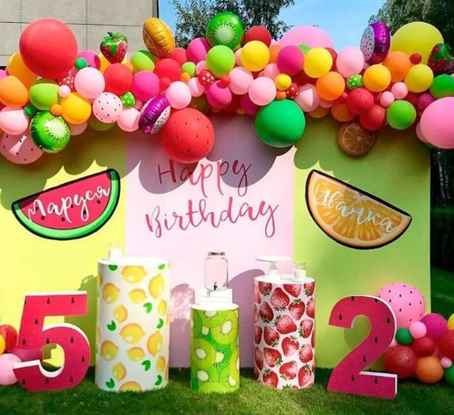 Mocsicka Summer Colorful Fruit Theme Double-printed Chiara Cover Backdrop for Birthday Party-Mocsicka Party