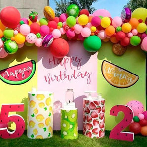 Mocsicka Summer Colorful Fruit Theme Double-printed Chiara Cover Backdrop for Birthday Party-Mocsicka Party