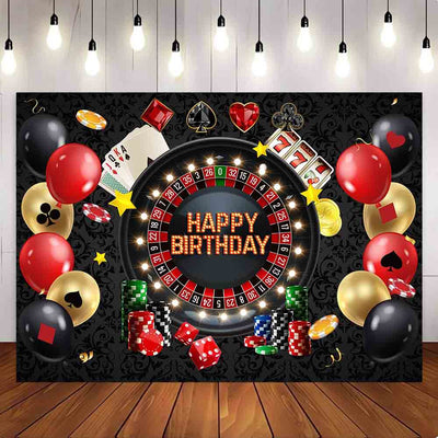 Mocsicka Casino Night Las Vegas Poker Happy Birthday Party Decorations Backdrop