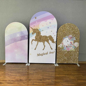 Mocsicka Rainbow Unicorn Theme Double-printed Chiara Cover Backdrop for Birthday Party-Mocsicka Party