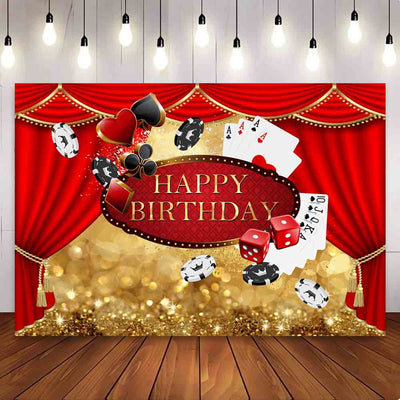 Mocsicka Las Vegas Casino Curtain Happy Birthday Backdrop