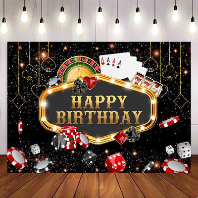 Mocsicka Las Vegas Casino Night Poker Happy Birthday Party Backdrop