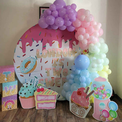 Mocsicka Donut Dessert Kids Happy Birthday Party Round Cover-Mocsicka Party