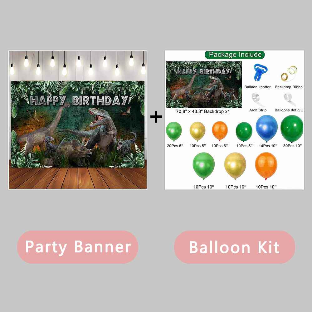 [Only Ship To U.S] Mocsicka Dinosaur Themed Haoppy Birthday Party Backdrop and Balloon Kit-Mocsicka Party