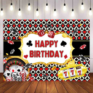 Mocsicka Las Vegas Casino Poker Dice Happy Birthday Party Backdrop