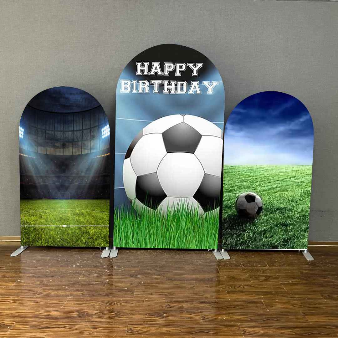 Mocsicka Football Theme Happy Birthday Double-printed Chiara Cover Backdrop for Party Decoration-Mocsicka Party