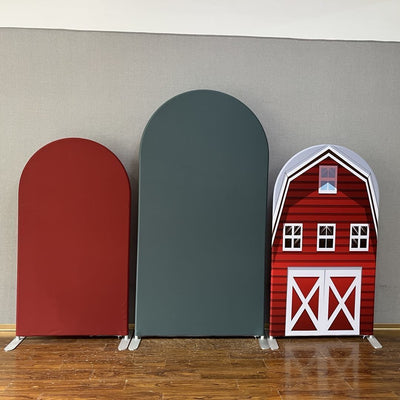 Mocsicka Red House Farm Double-printed Chiara Cover Backdrop for Birthday Party-Mocsicka Party