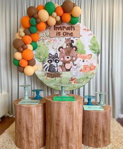 Mocsicka Cute Baby Animals Round cover and Cylinder Cover Kit for Birthday Party Decoration
