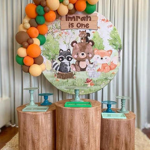 Mocsicka Cute Baby Animals Round cover and Cylinder Cover Kit for Birthday Party Decoration