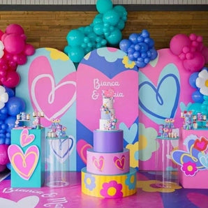 Mocsicka Heart Full of Love Double-printed Chiara Cover Backdrop for Party Decoration-Mocsicka Party