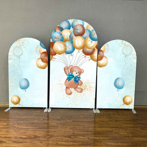 Mocsicka We Can Bearly Wait Double-printed Chiara Cover Backdrop for Baby Shower Party-Mocsicka Party