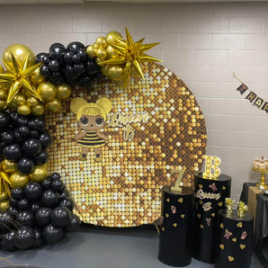 Mocsicka Glitter Golden Girl Happy Birthday Party Round Cover-Mocsicka Party