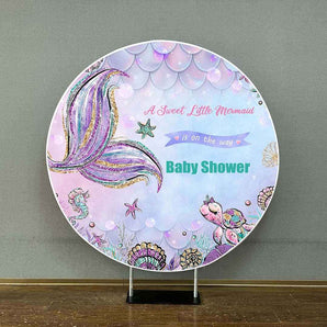 Mocsicka A Sweet Little Mermaid is one the way Baby Showwer Party Round cover-Mocsicka Party