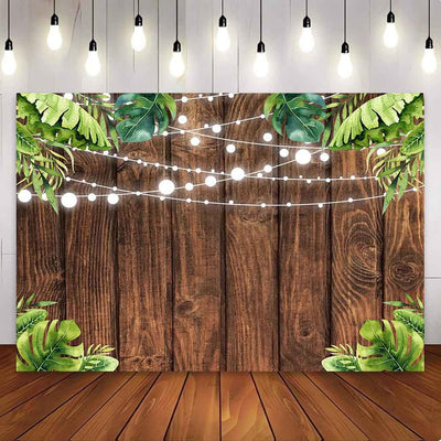 Mocsicka Rustic Wood Green Leaves Happy Birthday Backgrounds