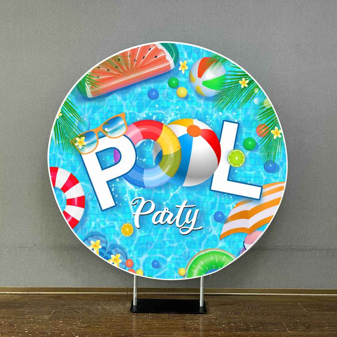 Mocsicka Summer Pool Party Round Cover for Birthday Decoration-Mocsicka Party