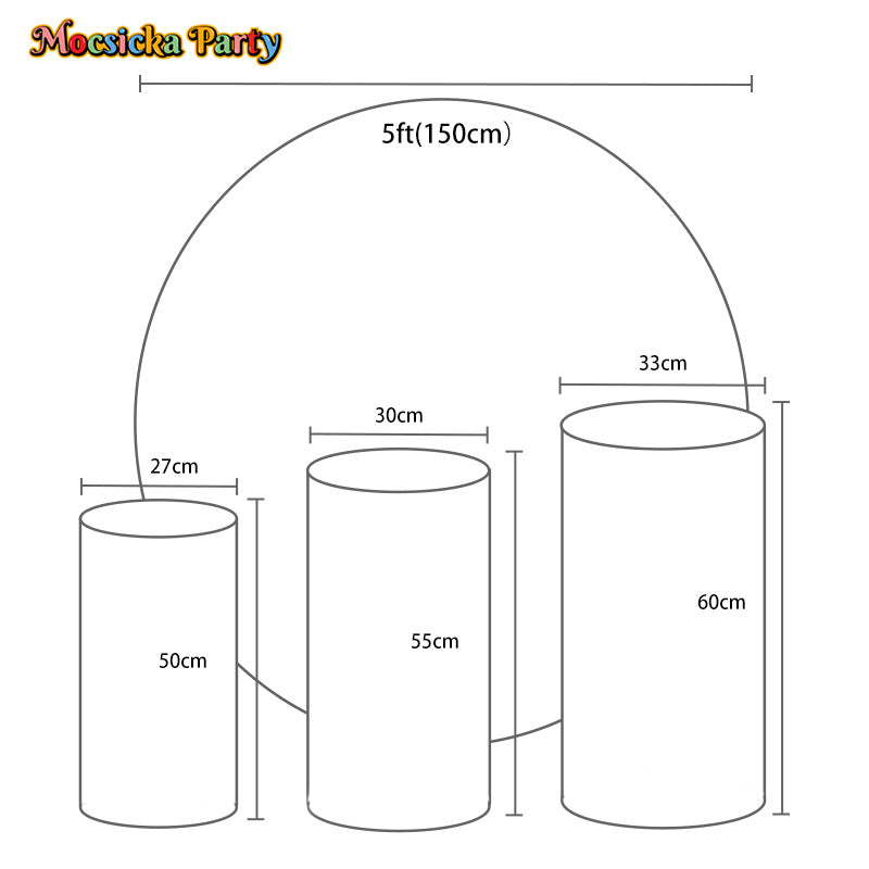 Mocsicka Customize 5ft Round Cover and 3-pcs Cylinder Cover Kit for Party Decoration-Mocsicka Party