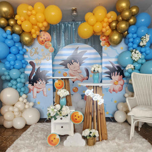 Mocsicka Dragon Ball Goku Double-printed Chiara Cover Backdrop for Baby Shower Party Decoration
