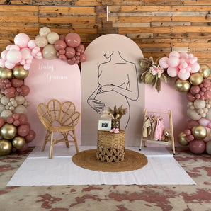 Mocsicka Pregnant Mother Double-printed Chiara Cover Backdrop for Baby Shower Party Decoration