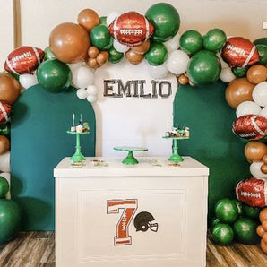Mocsicka Green and White American Football Double-printed Arch Cover Backdrop for Birthday Party