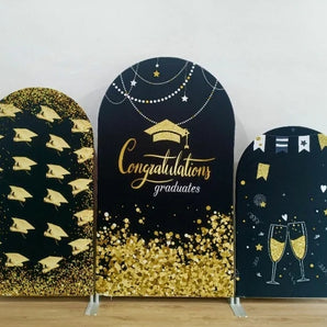 Mocsicka Congratulations Graduates Party Double-printed Chiara Cover Backdrop