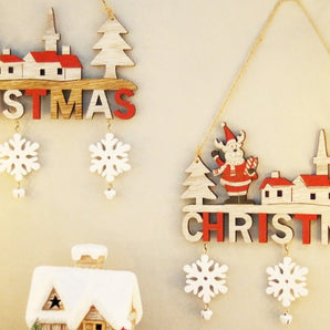 Mocsicka 3Pcs Christmas Wooden Pendant decor Accessories