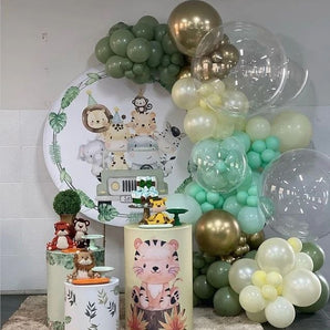 Mocsicka Cute Baby Safari Theme Birthday Round cover and Cylinder Cover Kit for Party Decoration