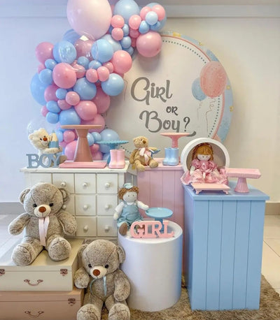 Mocsicka Girl or Boy Gender Reveal Party Round Cover Backdrop