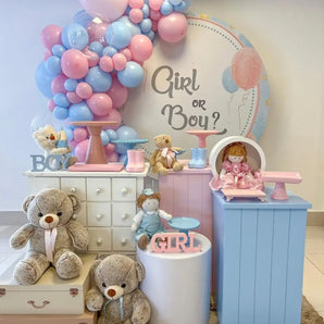 Mocsicka Girl or Boy Gender Reveal Party Round Cover Backdrop