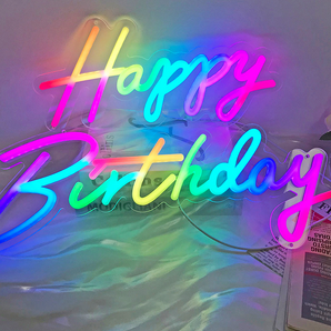 Mocsicka 5V Colorful Happy Birthday Neon Sign for Birthday Party Decoration 22.5"x14"