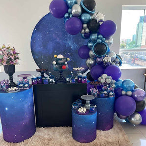 Mocsicka The Vast Starry Sky Happy Birthday Round cover and Cylinder Cover Kit for Party Decoration-Mocsicka Party